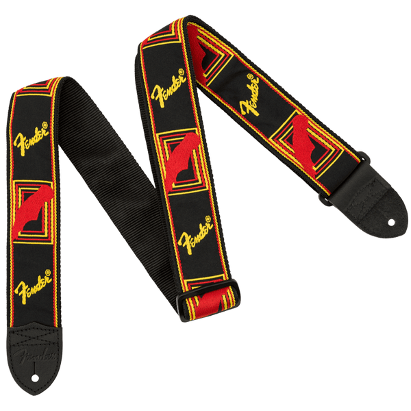 Fender 2" Monogrammed Black/ Yellow/ Red Guitar Strap Guitar Crazy