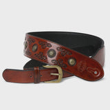 ISUZI Orange Leather Guitar Strap- VPB20-2