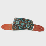 Buy ISUZI Patterned woven Guitar Strap with copper metal buckle at Guitar Crazy