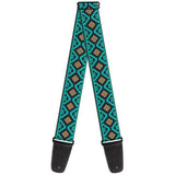 Buy Buckle Down Geometric Turquoise/Gold Guitar Strap at Guitar Crazy