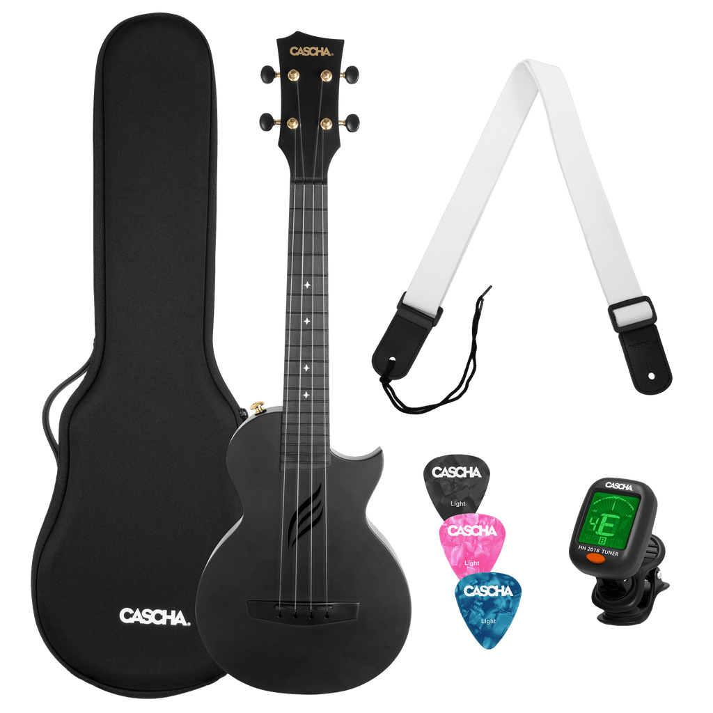 Buy Cascha Carbon Fibre Ukulele Set Black at Guitar Crazy