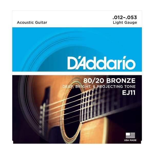 D'Addario EJ11 80/20 Bronze Acoustic Guitar Strings 12-53