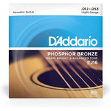 D'Addario EJ16 Phosphor Bronze Acoustic Strings 12-53