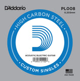 Buy D`Addario PL008 Plain Steel Electric Guitar Single String at Guitar Crazy