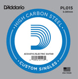 D`Addario PL015 Plain Steel Electric Guitar Single String