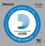 Buy D`Addario PL016 Plain Steel Electric Guitar Single String at Guitar Crazy