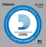 D`Addario PL020 Plain Steel Electric Guitar Single String