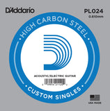 D`Addario PL024 Plain Steel Electric Guitar Single String