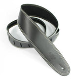 Buy DSL Leather 2.5" Black Guitar Strap with Beige Stitching at Guitar Crazy