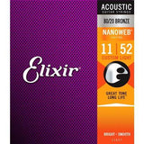 Elixir 80/20 Bronze - Nanoweb Custom Light 11 - 52 Acoustic Guitar Strings