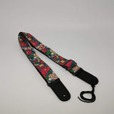 Blue Floral Ukulele Strap - Floral - With Free Strap Button