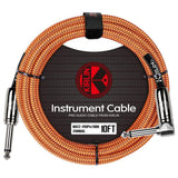 Kirlin Fabric 10 ft Straight/Angle Orange Guitar Cable