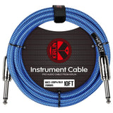 Kirlin Fabric 10 ft Straight Blue Guitar Cable