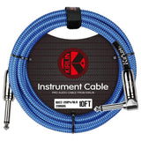 Kirlin Fabric 10 ft Straight To Angle Blue Guitar Cable