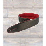 Leathergraft Pro Reversible Deluxe Leather Guitar Strap with Red Suede
